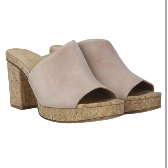 Vince Shoes - Vince Wyatt Platform Block Heel Mules in Oatmeal